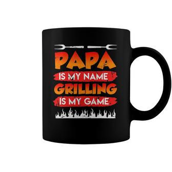 Papa Is My Name Grilling Is My Game Bbq Dad Fathers Day Tee Coffee Mug | Mazezy