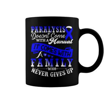 Paralysis Doesnt Come With A Manual It Comes With A Family Who Never Gives Up Blue Ribbon Paralysis Paralysis Awareness Coffee Mug - Monsterry DE