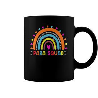Paraprofessional Para Squad Teacher Crew Boho Rainbow Coffee Mug | Mazezy