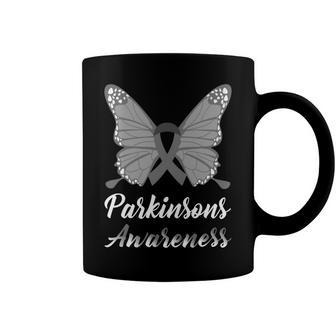 Parkinsons Awareness Butterfly Grey Ribbon Parkinsons Parkinsons Awareness Coffee Mug - Monsterry UK