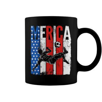 Patriotic American Flag Soccer Ball 4Th Of July Soccer Coffee Mug - Seseable