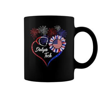 Patriotic Dialysis Tech - American Flag Sunflower Love Coffee Mug | Mazezy