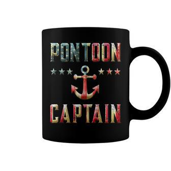 Patriotic Pontoon Captain Vintage Us Flag July 4Th Boating Coffee Mug - Seseable