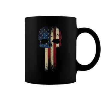 Patriotic Skull Usa Military American Flag Proud Veteran Coffee Mug | Mazezy