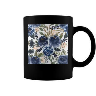 Pattern Watercolor Flower Navy Blue Coffee Mug | Favorety DE