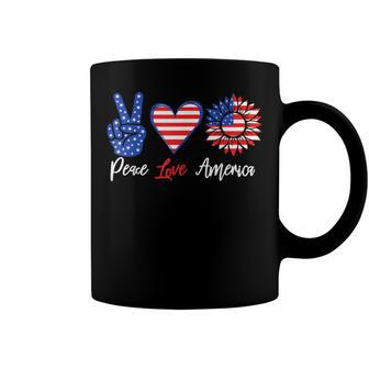 Peace Love America Funny 4Th Of July Sunflower Coffee Mug - Seseable