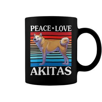 Peace Love And Akitas Dogs Happy Day To Dog Mother Father T-Shirt Coffee Mug - Seseable