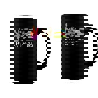 Peace Love Books Funny Book Graphic Tee Reading Lover Coffee Mug | Mazezy