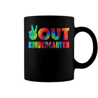 Peace Out Kindergarten Graduation Tie Dye Last Day Of School Coffee Mug | Mazezy