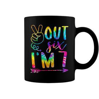 Peace Out Six Im 7 Tie Dye 7Th Happy Birthday Boy Girl Coffee Mug - Seseable