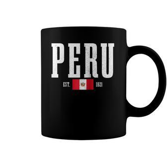Peru Est 1821 Peruvian Flag Roots Pride Vintage Peru Raglan Baseball Tee Coffee Mug | Mazezy