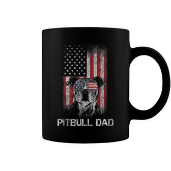 Pitbull American Flag 4Th Of July Pitbull Dad Mom Dog Lover Coffee Mug - Seseable