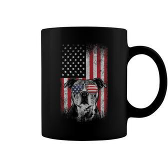Pitbull American Flag 4Th Of July Pitbull Dad Mom Dog Lover V2 Coffee Mug - Seseable