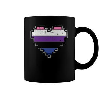 Pixel Heart Gender-Fluid Pride Retro Gaming Lgbtq Ally Gamer Coffee Mug | Mazezy
