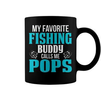 Pops Grandpa Fishing Gift My Favorite Fishing Buddy Calls Me Pops Coffee Mug - Seseable