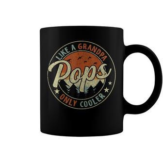 Pops Like A Grandpa Only Cooler Vintage Retro Fathers Day Coffee Mug | Mazezy CA