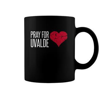 Pray For Uvalde Texas Broken Red Heart Coffee Mug | Mazezy