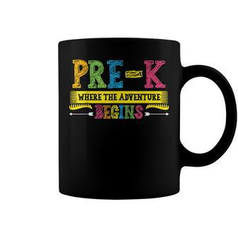Pre-K Where The Adventure Begins Preschool Back To School Coffee Mug - Seseable