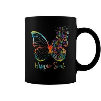 Pretty Hippie Soul Butterfly With Peace Signs Hippie Coffee Mug | Mazezy
