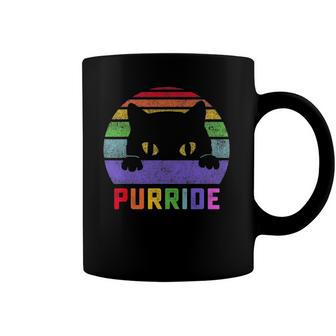 Pride Cat Purride Gay Lgbtq Rainbow Flag Retro Style Coffee Mug | Mazezy