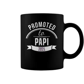 Promoted To Papi Est 2021 Gift First Time Dad Fathers Day Coffee Mug | Mazezy