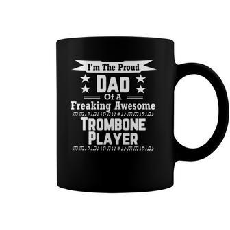 Proud Dad Awesome Trombone Player Marching Band Coffee Mug | Mazezy