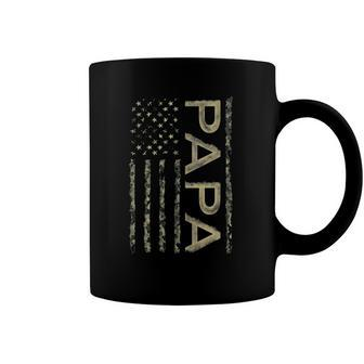 Proud Papa Fathers Day Camouflage American Flag 4Th Of July Coffee Mug | Mazezy