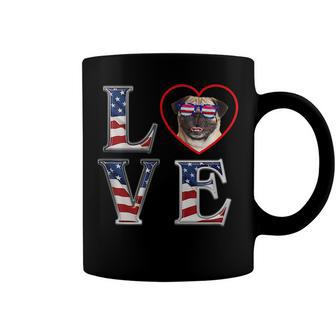Pug Dog 4Th Of July Memorial Day Veterans American Flag Love Coffee Mug - Seseable
