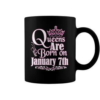 Queens Are Born On January 7Th Capricorn Aquarius Birthday Coffee Mug | Mazezy