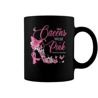 Queens Wear Pink Breast Cancer Awareness Butterfly High Heel Coffee Mug | Mazezy