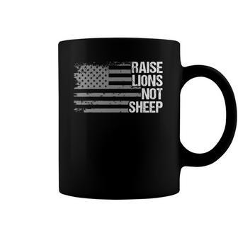 Raise Lions American Flag Not Sheep Patriotic Lion Men Women Coffee Mug | Mazezy