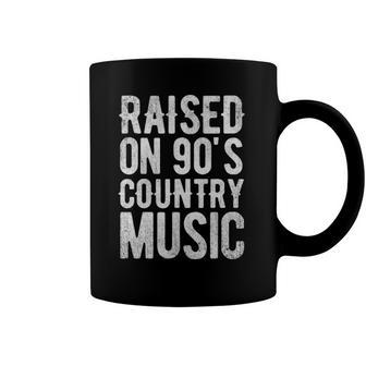 Raised On 90S Country Music Distressed Classic Retro Coffee Mug | Mazezy