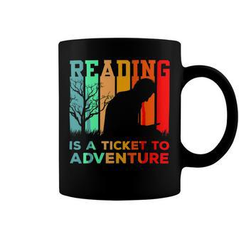 Reading Is A Ticket To Adventure Coffee Mug - Monsterry