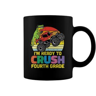 Ready To Crush 4Th Grade Dino Monster Truck Back School Boys Coffee Mug | Mazezy