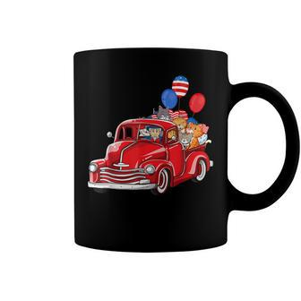 Red Truck With Cats 4Th Of July Balloon Costume Gift Men Kid Coffee Mug - Seseable