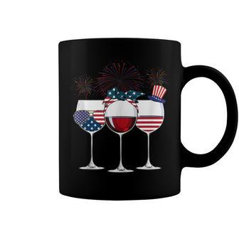 Red White And Blue Wine Glass 4Th Of July Coffee Mug - Seseable