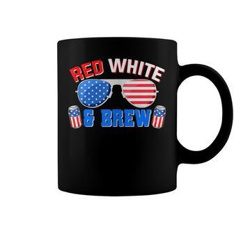 Red White And Brew 4Th Of July Funny Drinking Sunglasses Coffee Mug - Seseable