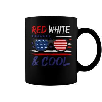 Red White & Cool Sunglass American Flag 4Th Of July Coffee Mug - Seseable