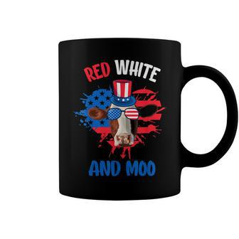 Red White And Moo Patriotic Cow Farmer 4Th Of July Coffee Mug | Mazezy