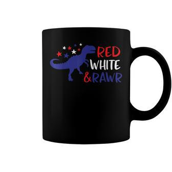 Red White & Rawr 4Th Of July Dinosaur Trex Coffee Mug - Seseable