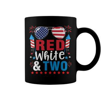 Red White & Two Funny 2Nd Birthday 4Th Of July Boys Kids Coffee Mug - Seseable