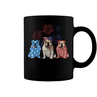 Red White Blue Bulldog Usa Flag Firework 4Th Of July V2 Coffee Mug - Seseable