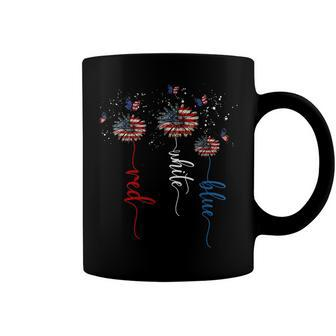 Red White Blue Sunflower Butterfly Patriotic 4Th Of July Coffee Mug - Seseable