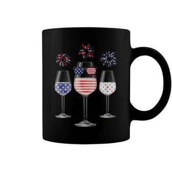 Red White Blue Wine Glasses American Flag Happy 4Th Of July V3 Coffee Mug - Seseable