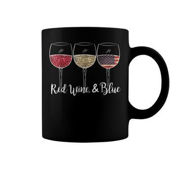 Red Wine & Blue 4Th Of July Wine Red White Blue Wine Glasses Coffee Mug - Seseable