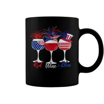 Red Wine & Blue 4Th Of July Wine Red White Blue Wine Glasses V6 Coffee Mug - Seseable
