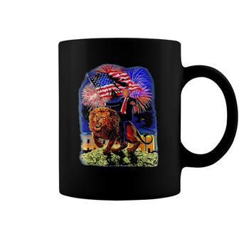 Republican President Donald Trump Riding War Lion Coffee Mug | Mazezy