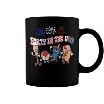 Retro Style Party In The Usa 4Th Of July Baseball Hot Dog Coffee Mug - Seseable