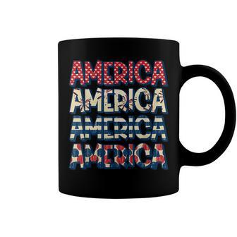Retro Vintage America Red Blue And White 4Th July Patriotic Coffee Mug - Seseable