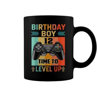 Retro Vintage Gaming 12 Years Old Level Up 12Th Birthday Boy Coffee Mug - Seseable